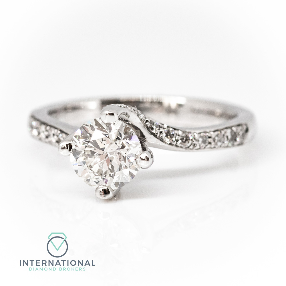 Platinum & 1.16ct Diamond Twist Solitaire Engagement Ring ...