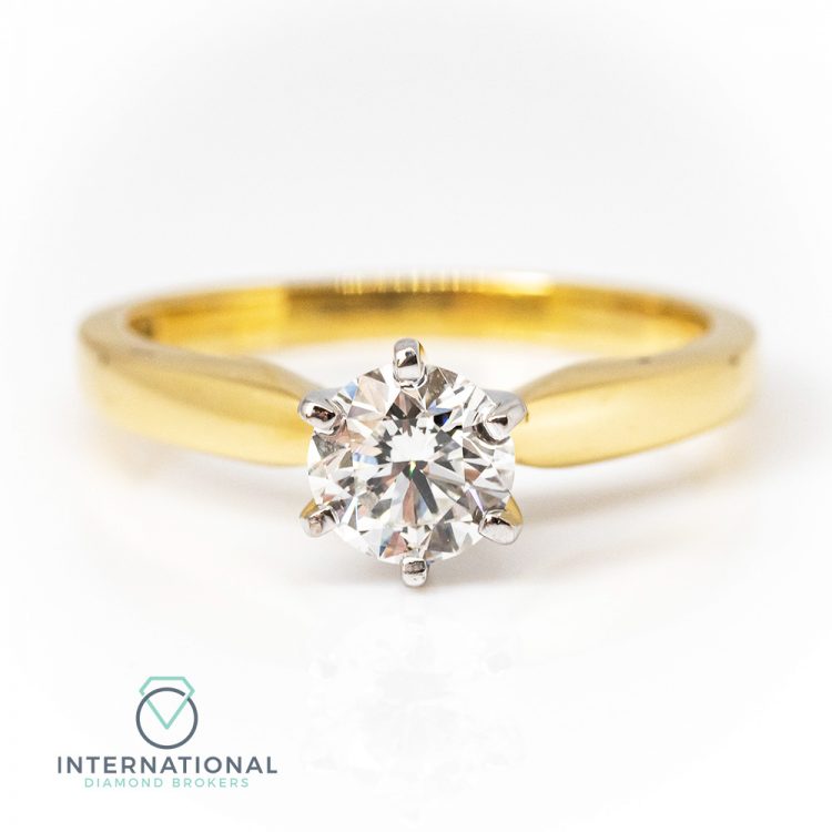18ct Yellow & White Gold, 0.75ct Diamond Solitaire Engagement Ring
