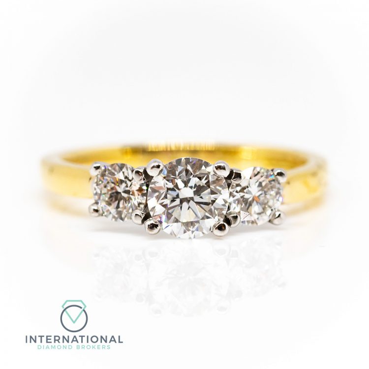 18ct Yellow Gold, 1.10ct Diamond Trilogy Engagement Ring