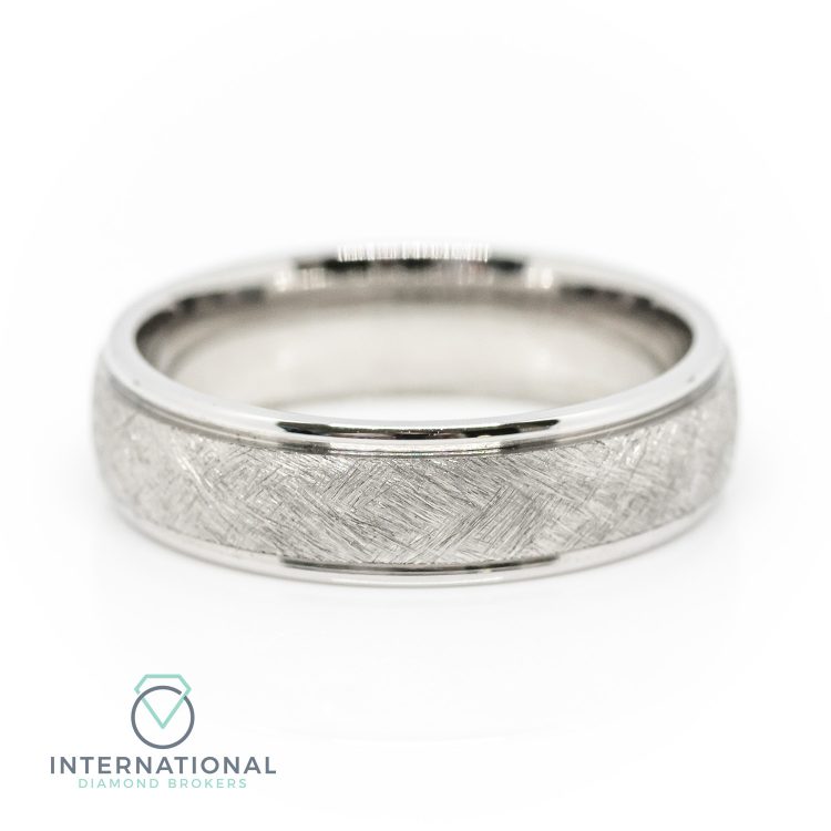 Gents 5mm Palladium Etched Patterned Wedding Ring