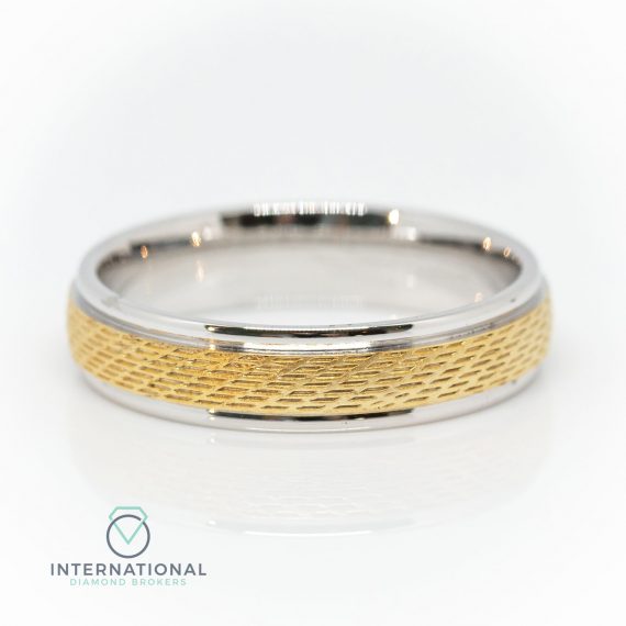 Gents YG WG Textured Band