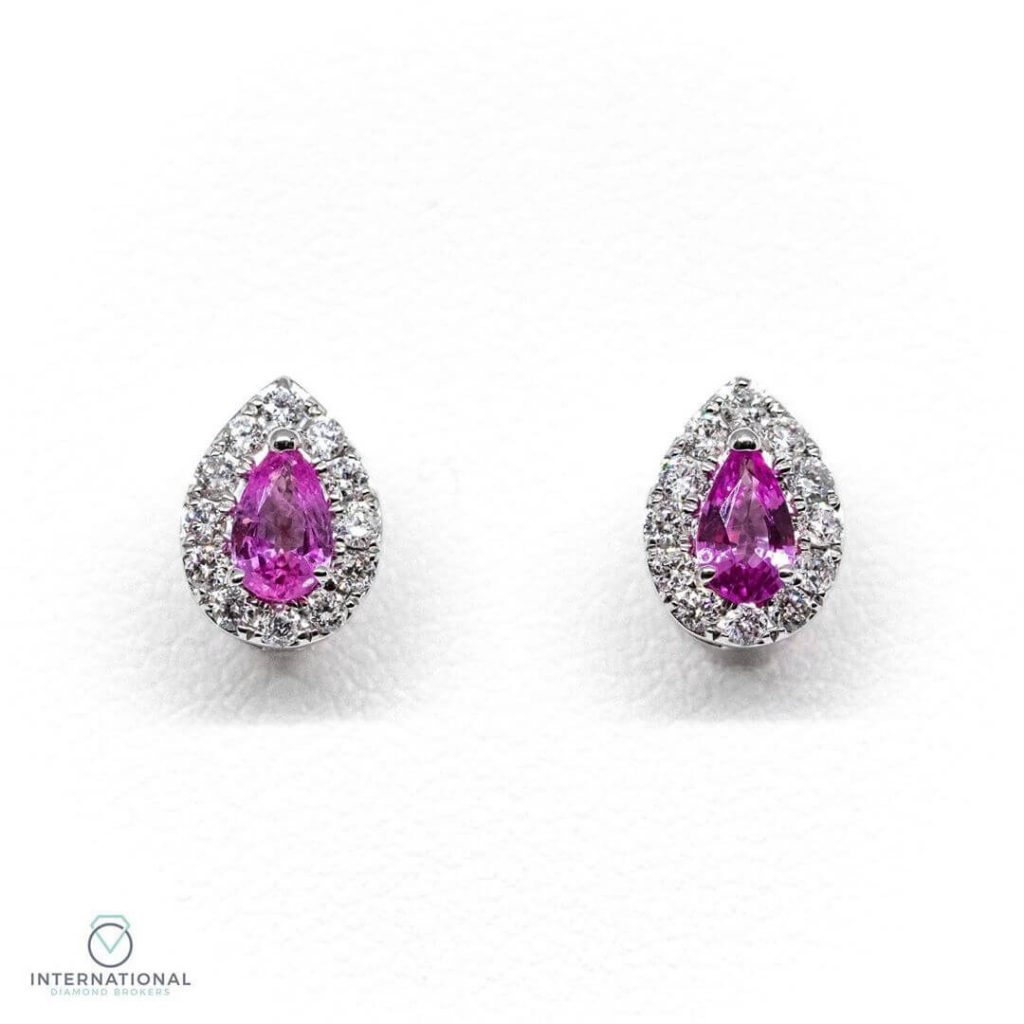 pink sapphire diamond earrings