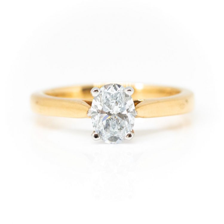 18ct Yellow Gold & 0.75ctct Lab-Grown Oval Diamond Solitaire Engagement Ring
