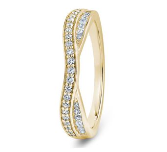 18ct Yellow Gold Round Brilliant Cut Entwined Double Row Half Eternity