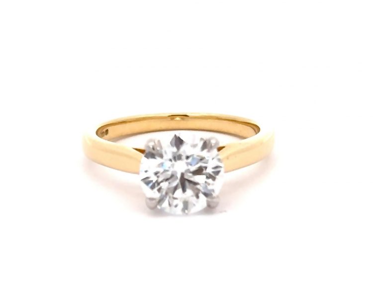 18ct Yellow Gold 2ct Natural Diamond Solitaire Engagement Ring