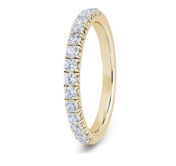 18ct Yellow Gold Round Brilliant Cut French Pave Half Eternity Ring